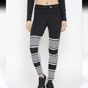 Like New, adidas by Stella McCartney Stu Panelled Tights. Xs  Black, Blue, White